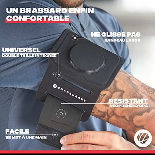SHAPEHEART innovation française, Brassard telephone sport universel pour running, course à pied, rando... Brassard pour smartphone avec pochette magnétique détachable imperméable – Image 5