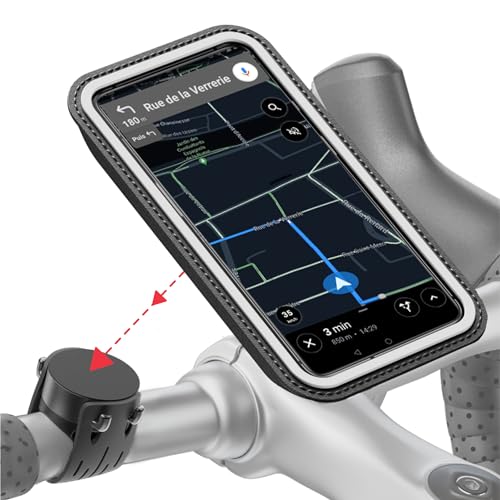 SHAPEHEART innovation française, Support telephone vélo magnétique, Pochette imperméable détachable. Porte téléphone vélo électrique. Support telephone vélo, trottinette, VTT... Accessoire vélo – Image 2