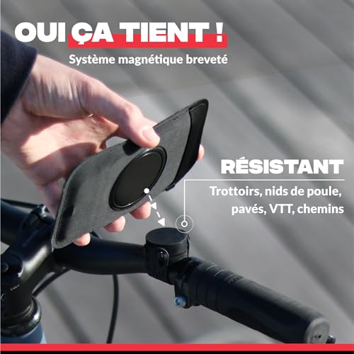SHAPEHEART innovation française, Support telephone vélo magnétique, Pochette imperméable détachable. Porte téléphone vélo électrique. Support telephone vélo, trottinette, VTT... Accessoire vélo – Image 3