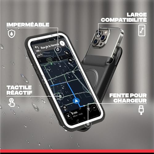 SHAPEHEART innovation française, Support telephone vélo magnétique, Pochette imperméable détachable. Porte téléphone vélo électrique. Support telephone vélo, trottinette, VTT... Accessoire vélo – Image 4