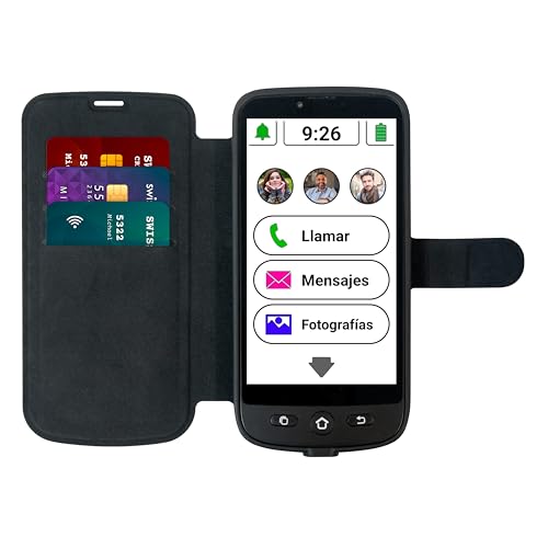 SWISSVOICE - S510-M Wallet Case - Coque De Protection Smartphone - Format Portefeuille avec Porte-Cartes De Crédit - Fermeture Magnétique - pour Smartphone pour Sénior S510-M - Noir – Image 4