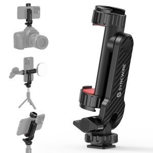 SYNCWIRE Adaptateur Trepied Smartphone, Support Telephone pour Trepied avec 2 Sabots Froids, Base Combinée avec Vis 1/4" et Support de Fixation à Froid, Rotative à 360°, Support D'Appareil Photo