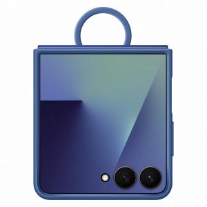Samsung EF-PF766 - Coque de Protection en Silicone avec Anneau de Support pour Smartphone Galaxy Z Flip7 - Résistante aux Chocs - Fine et adhérente - Bleu