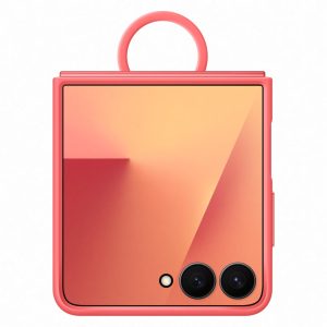 Samsung EF-PF766 - Coque de Protection en Silicone avec Anneau de Support pour Smartphone Galaxy Z Flip7 - Résistante aux Chocs - Fine et adhérente - Rouge