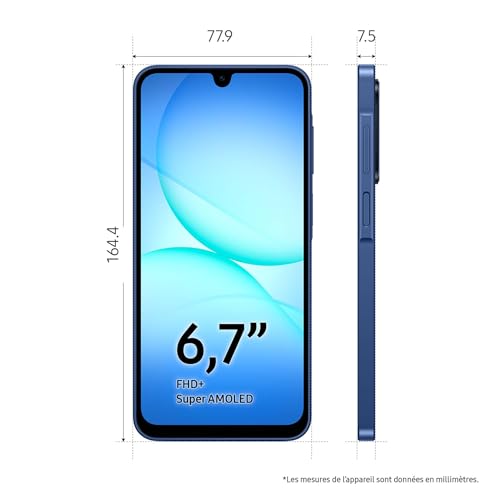 Samsung Galaxy A17 5G 128 Go, Smartphone Android déverrouillé, écran 6,7", Batterie 5000 mAh, Bleu, Version FR – Image 4