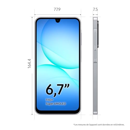 Samsung Galaxy A17 5G 128 Go, Smartphone Android déverrouillé, écran 6,7", Batterie 5000 mAh, Gris, Version FR – Image 4