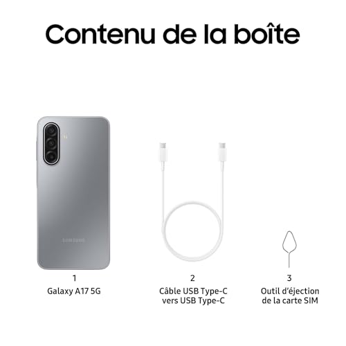 Samsung Galaxy A17 5G 128 Go, Smartphone Android déverrouillé, écran 6,7", Batterie 5000 mAh, Gris, Version FR – Image 5