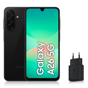 Samsung Galaxy A26 5G, Smartphone Android, 128 Go, Chargeur Secteur Rapide 25W Inclus, Smartphone déverrouillé, Noir, Version FR