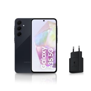 Samsung Galaxy A35 5G, Smartphone Android, 128 Go, Chargeur Secteur Rapide 25W Inclus [Exclusivité Destockage Multimédia], Smartphone déverrouillé, Bleu Nuit, Version FR