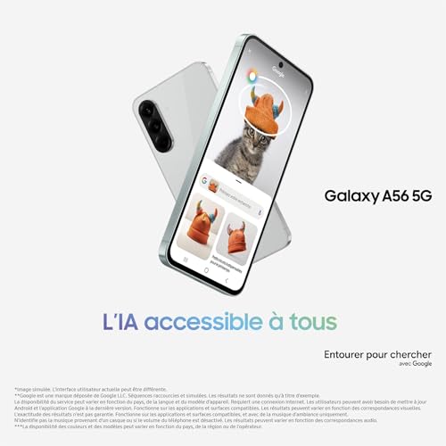 Samsung Galaxy A56 5G, Smartphone Android, 128 Go, Chargeur Secteur Rapide 25W Inclus, Smartphone déverrouillé, Rose, Version FR – Image 4