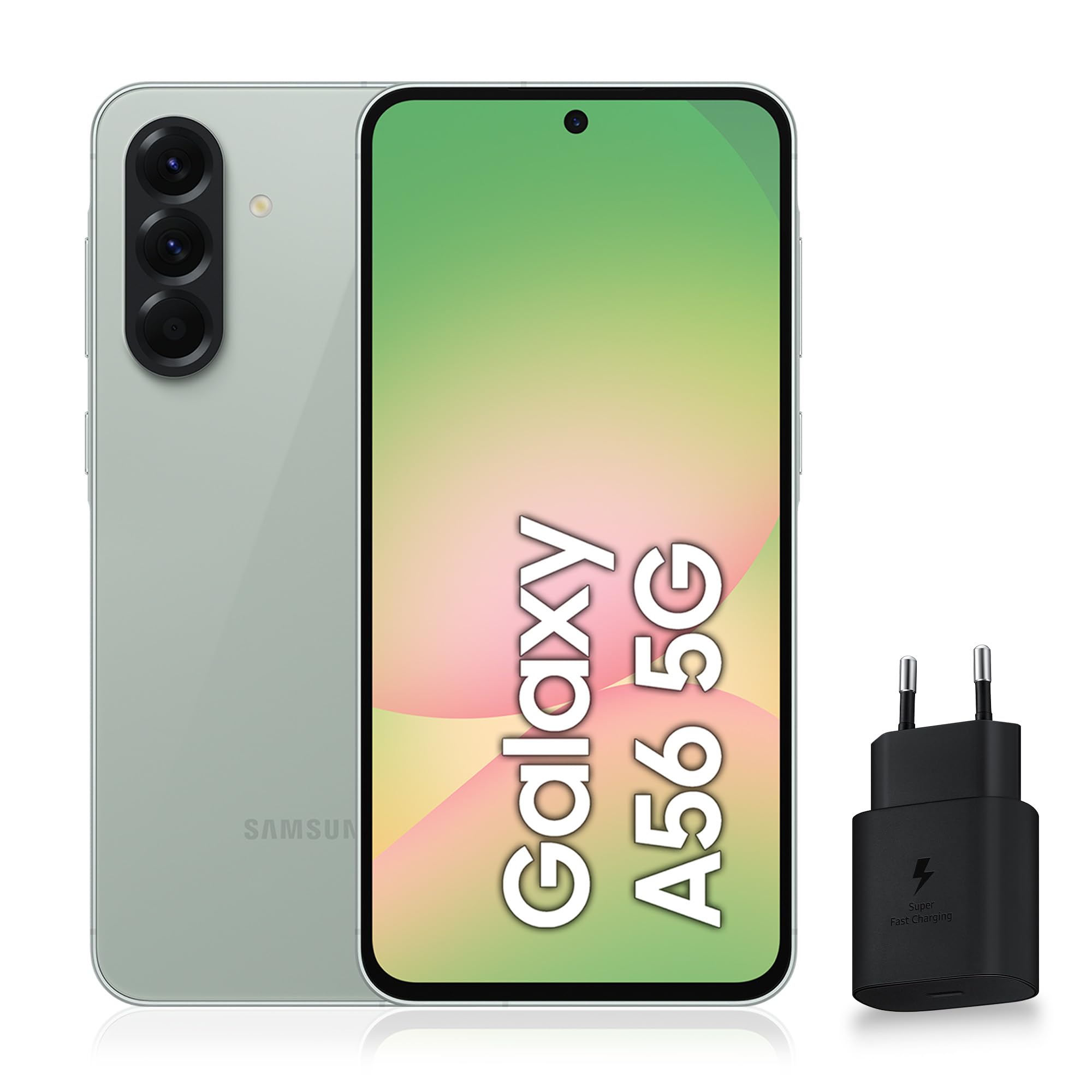 Samsung Galaxy A56 5G, Smartphone Android, 128 Go, Chargeur Secteur Rapide 25W Inclus, Smartphone déverrouillé, Vert Sauge, Version FR