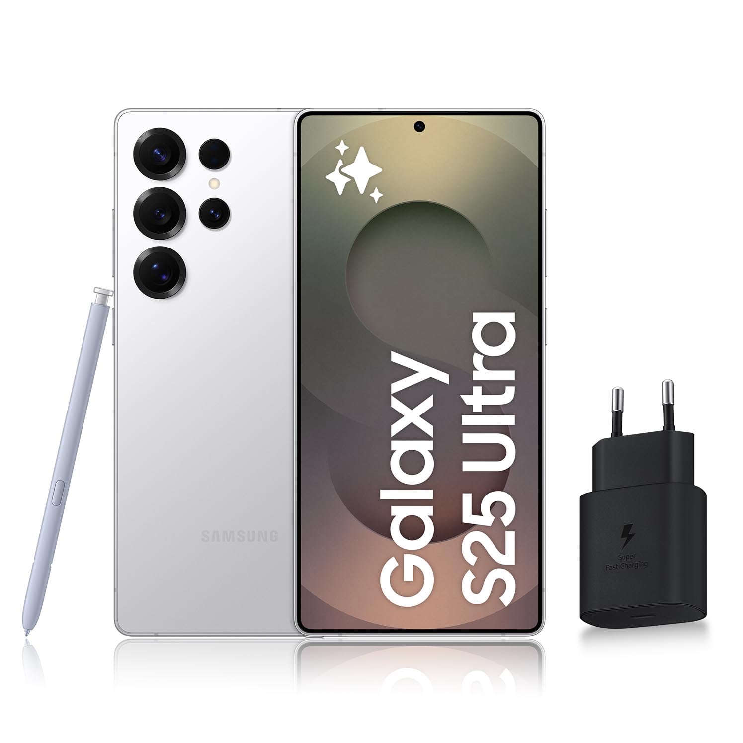 Samsung Galaxy S25 Ultra, Smartphone Android 5G avec Galaxy AI, 256 Go, Chargeur secteur rapide 25W inclus, Smartphone déverrouillé, Argent Titane, Version FR