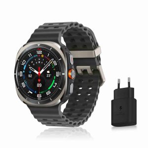 Samsung Galaxy Watch Ultra, Montre Connectée Intelligente, Suivi de Santé, Suivi Sportif, 47mm, 4G, Argent Titane, Galaxy AI, Chargeur secteur inclus (Version FR) [Exclusivité Destockage Multimédia]