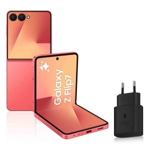 Samsung Galaxy Z Flip7, Smartphone Android 5G avec Galaxy AI, 256 Go, Chargeur Secteur Rapide 25W Inclus, Smartphone déverrouillé, Corail, Version FR