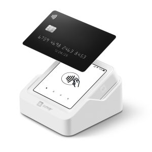 SumUp, Solo Terminal de Paiement Carte Bancaire avec Station de Charge et Interface Tactile, Lecteur de Carte Compatible Paiements sans Contact, Carte SIM et Données Mobiles Incluses