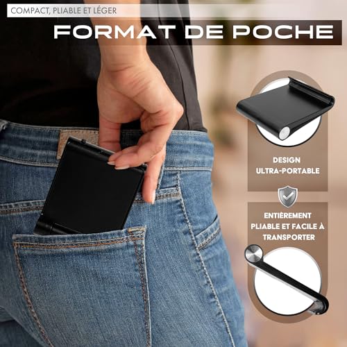 Support Téléphone Portable et Smartphone, pour Bureau, Porte Téléphone, Socle Portable, Accessoire Ajustable, Forme Triangulaire (Noire) – Image 5
