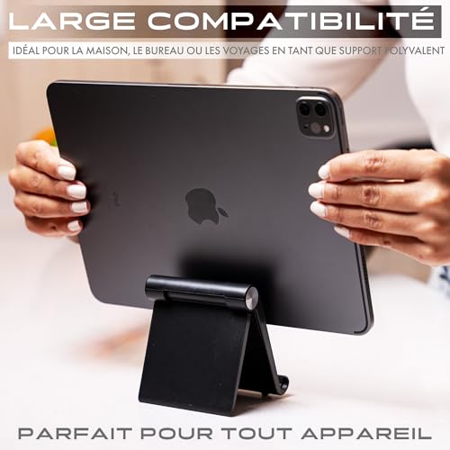 Support Téléphone Portable et Smartphone, pour Bureau, Porte Téléphone, Socle Portable, Accessoire Ajustable, Forme Triangulaire (Noire) – Image 6