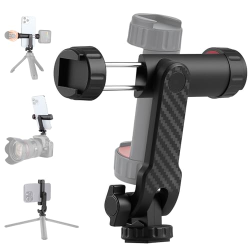 Support Téléphone Trépied avec Double Griffe, Adaptateur Trépied Smartphone à Filetage 1/4", Support Téléphone Appareil Photo Pivotant à 360° et 180°, pour iPhone, Samsung – Image 2