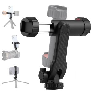 Support Téléphone Trépied avec Double Griffe, Adaptateur Trépied Smartphone à Filetage 1/4", Support Téléphone Appareil Photo Pivotant à 360° et 180°, pour iPhone, Samsung