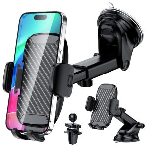 Support Téléphone Voiture, [Ventouse Ultra Puissante & Clip Stable] Porte Telephone Voiture 3 en 1 Accroche Telephone Voiture Pose GPS Voiture Universel Portable pour Tous Les Smartphones