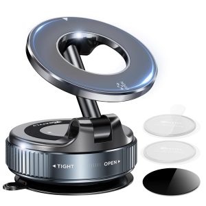 Support Telephone Voiture pour Magsafe, Vmag-S1 Support Telephone Voiture Magnetique, Rotatif à 360 Portable Aimanté Voiture pour iPhone 17 16 15 14-12 Pro Max et Android Phone, Noir