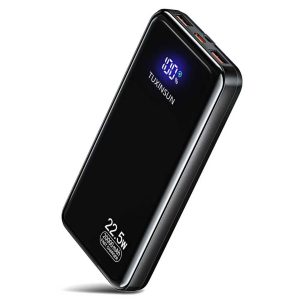 TUXINSUN Batterie Externe 20000mAh Power Bank 22.5W PD3.0 QC4.0 Charge Rapide, Plein Écran LCD USB C Entrée & Sortie Compatible avec iPhone 16 15 Pro Max Samsung iPad