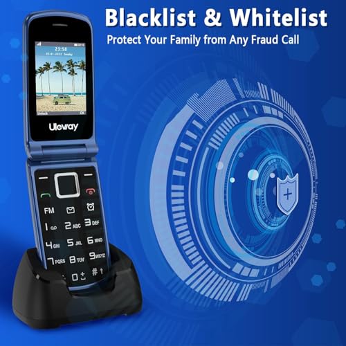 Téléphone Portable 4G à Gros Boutons pour Personnes âgées, débloqué, Simple et Facile à Utiliser, avec écran IPS 2,4" + 1,8", Bouton SOS, Station de Charge et Batterie 1000 mAh (Bleu) – Image 6