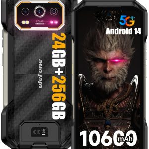 Ulefone Armor 27 Pro Téléphone Portable Incassable 5G, 10600mAh Smartphone Incassable 24Go+256Go/SD-2TB Android 14 Caméra 64MP+50MP+50MP+32MP, 6,78" FHD+ 120 Hz Charge Rapide 33W GPS/NFC/OTG Noir