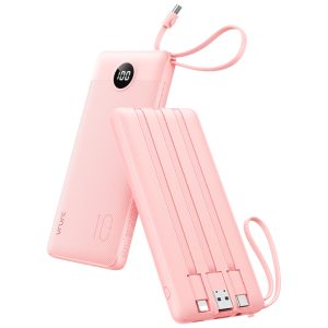 VRURC Batterie Externe 10000mAh Câble intégré Power Bank USB C 2.4A et 5 Sorties Ultra Mince Batterie Portable avec l’Ecran LED pour iPhone,Samsung,Huawei Veste Chauffante