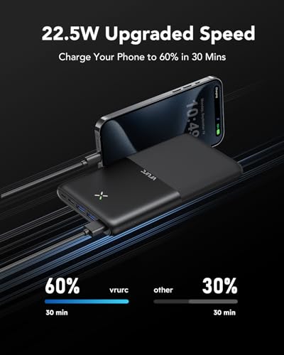 VRURC Batterie Externe 30000mAh USB C Power Bank Haute Capacité Charge Rapide 22.5W Compact Batterie Portable avec 4 Sorties et 3 Entrées Compatible avec Téléphone iPhone Samsung Tablet – Image 4