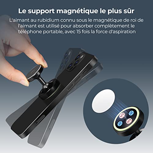 Vinabo 2 Pack Magnétique Support Aimant Telephone, Rotation 360° Compatible pour Tous Les Smartphone,Voiture Accessoires Interieur – Image 3