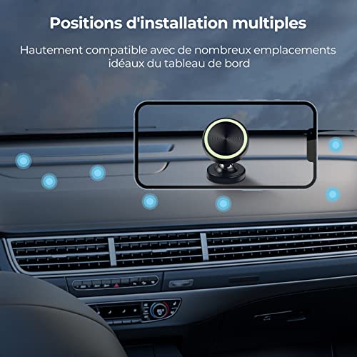 Vinabo 2 Pack Magnétique Support Aimant Telephone, Rotation 360° Compatible pour Tous Les Smartphone,Voiture Accessoires Interieur – Image 7