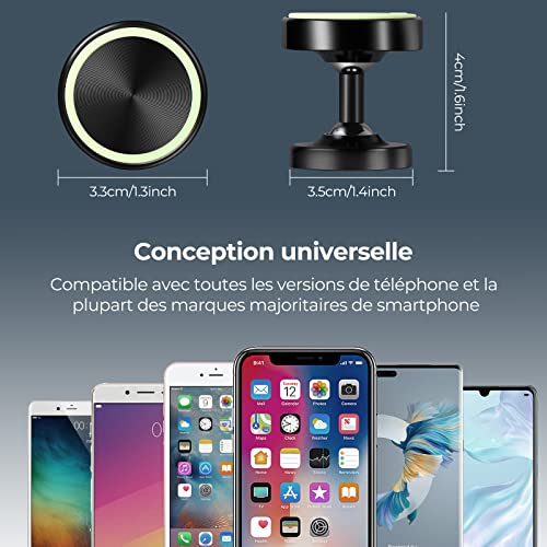 Vinabo 2 Pack Magnétique Support Aimant Telephone, Rotation 360° Compatible pour Tous Les Smartphone,Voiture Accessoires Interieur – Image 8