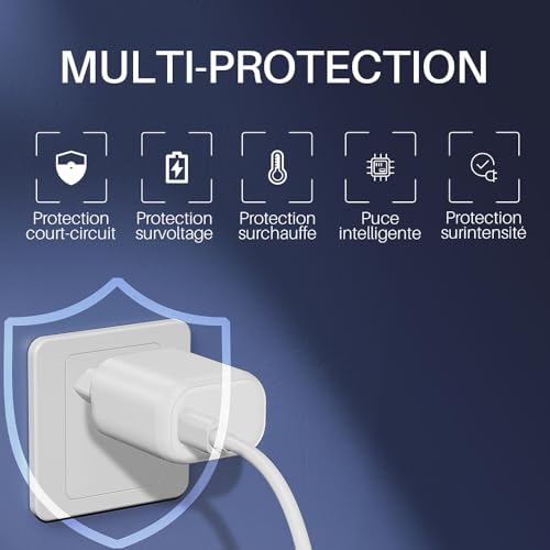 WAYTEX Chargeur Rapide 30W USB C et USB A, QC 3.0+PD avec Puce IC pour Charge sécurisée et Protection Batterie, pour Smartphone, Tablette, Ordinateur Portable, iPhone, iPad, Samsung – Image 5