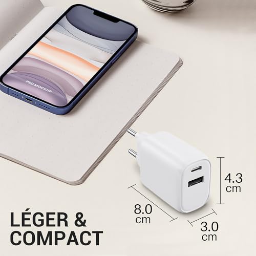 WAYTEX Chargeur Rapide 30W USB C et USB A, QC 3.0+PD avec Puce IC pour Charge sécurisée et Protection Batterie, pour Smartphone, Tablette, Ordinateur Portable, iPhone, iPad, Samsung – Image 7