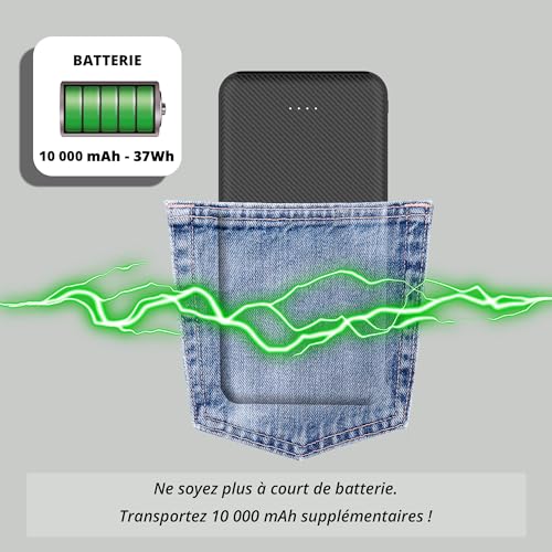 Wonder Full Power - Batterie Externe 10 000 mAh - Power Bank -1 Port USB-A & 1 Port USB-C - Power Delivery 20W - Compatible avec iPhone, Samsung, Huawei, Xiaomi et Autres - Câble Type-C fourni. – Image 3
