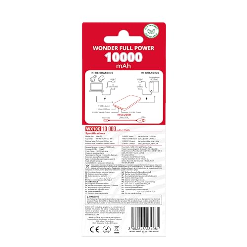 Wonder Full Power - Batterie Externe 10 000 mAh - Power Bank -1 Port USB-A & 1 Port USB-C - Power Delivery 20W - Compatible avec iPhone, Samsung, Huawei, Xiaomi et Autres - Câble Type-C fourni. – Image 8