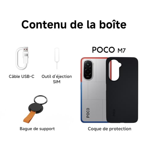 XIAOMI POCO M7, Smartphone 6+128 Go, écran FHD+ 144 Hz de 6,9 Pouces, Snapdragon 685, Double caméra AI 50 MP, 7000 mAh, Bleu, Chargeur Non Inclus (Version Française + 2 Ans de Garantie) – Image 6