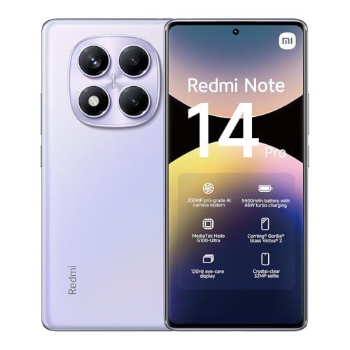 XIAOMI Smartphone Redmi Note 14 Pro,8+256GB,Violet,Caméra IA prograde 200MP,Batterie 5500mAh,Appareil Photo Selfie 32MP,fonctionnalités IA (Chargeur Non Inclus,Version Française+ Ans de Garantie) – Image 2