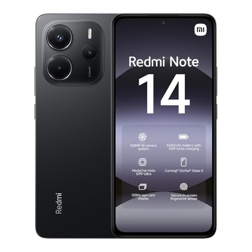 XIAOMI Smartphone Redmi Note 14,6+128GB,Noir,système de caméra IA 108MP,Batterie 5500mAh,écran de Soins oculIAres 120Hz,fonctionnalités IA (Chargeur Non Inclus)(Version Française+2 Ans de Garantie) – Image 2