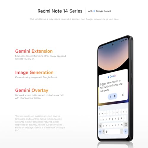 XIAOMI Smartphone Redmi Note 14,6+128GB,Noir,système de caméra IA 108MP,Batterie 5500mAh,écran de Soins oculIAres 120Hz,fonctionnalités IA (Chargeur Non Inclus)(Version Française+2 Ans de Garantie) – Image 4