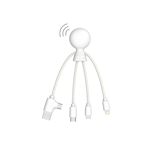 Xoopar Mr Bio Smart Câble Multi 4 en 1 USB-C, Micro USB, Lightning Blanc avec NFC - Chargeur Universel pour Smartphone Apple iPhone Samsung Google Huawei Xiaomi LG Kindle – Image 3