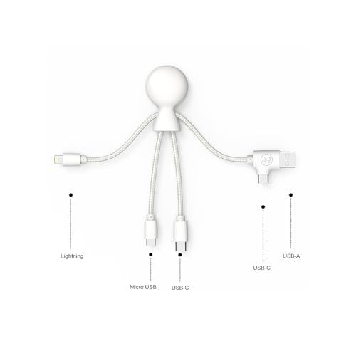 Xoopar Mr Bio Smart Câble Multi 4 en 1 USB-C, Micro USB, Lightning Blanc avec NFC - Chargeur Universel pour Smartphone Apple iPhone Samsung Google Huawei Xiaomi LG Kindle – Image 5