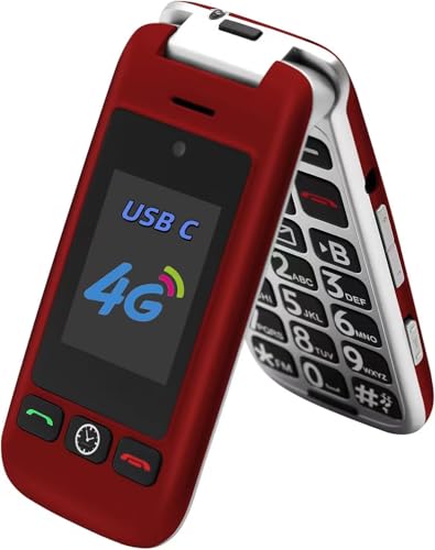 artfone G6 Pro 4G Telephone Portable Senior Débloqué丨Téléphone Portable à Clapet avec Grandes Touches丨Bouton SOS丨Double écran丨Station de Charge丨Appareil Photo丨Radio FM丨Appel Rapide - Rouge – Image 2