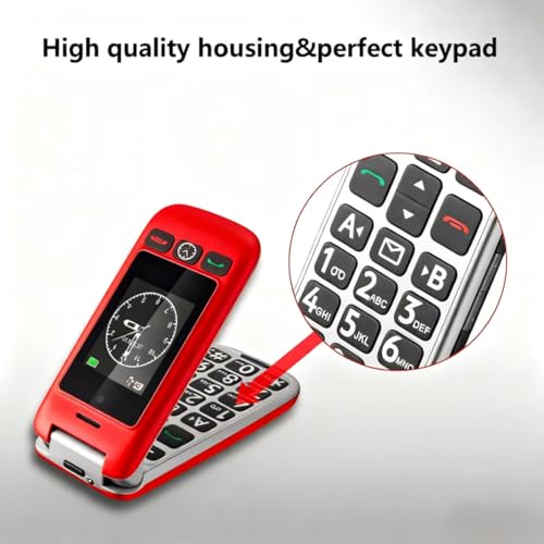 artfone G6 Pro 4G Telephone Portable Senior Débloqué丨Téléphone Portable à Clapet avec Grandes Touches丨Bouton SOS丨Double écran丨Station de Charge丨Appareil Photo丨Radio FM丨Appel Rapide - Rouge – Image 3