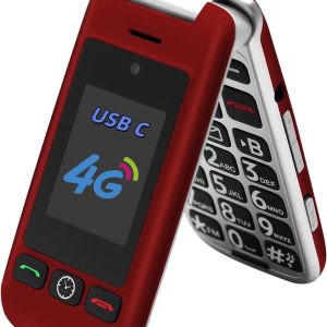 artfone G6 Pro 4G Telephone Portable Senior Débloqué丨Téléphone Portable à Clapet avec Grandes Touches丨Bouton SOS丨Double écran丨Station de Charge丨Appareil Photo丨Radio FM丨Appel Rapide - Rouge