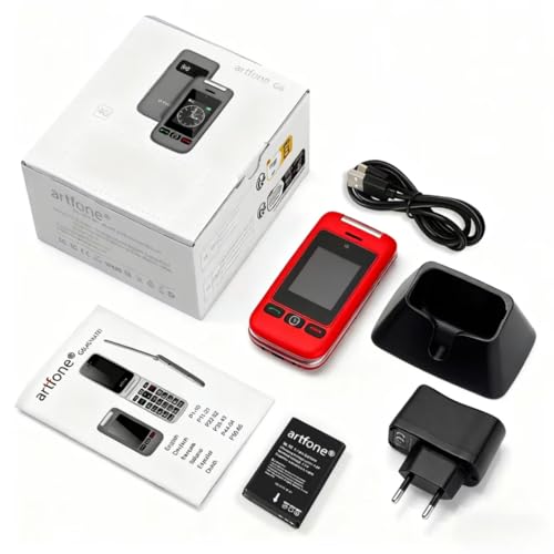 artfone G6 Pro 4G Telephone Portable Senior Débloqué丨Téléphone Portable à Clapet avec Grandes Touches丨Bouton SOS丨Double écran丨Station de Charge丨Appareil Photo丨Radio FM丨Appel Rapide - Rouge – Image 8