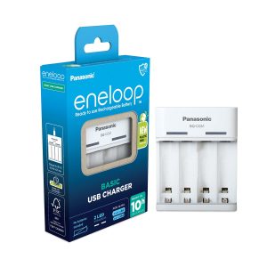 eneloop Basic Chargeur USB, pour 2 ou 4 Piles Rechargeables AA/AAA, 10h de Temps de Charge, 6 Fonctions de sécurité