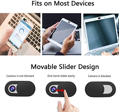 ivoler Pack de 3 Cache Webcam, Webcam Cover Autocollant Coulissant Couverture de Caméra Frontale Ultrafin pour Laptop, PC,Smartphones, Tablettes,Noteboook Pro, etc. - Noir – Image 4
