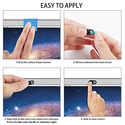 ivoler Pack de 3 Cache Webcam, Webcam Cover Autocollant Coulissant Couverture de Caméra Frontale Ultrafin pour Laptop, PC,Smartphones, Tablettes,Noteboook Pro, etc. - Noir – Image 5